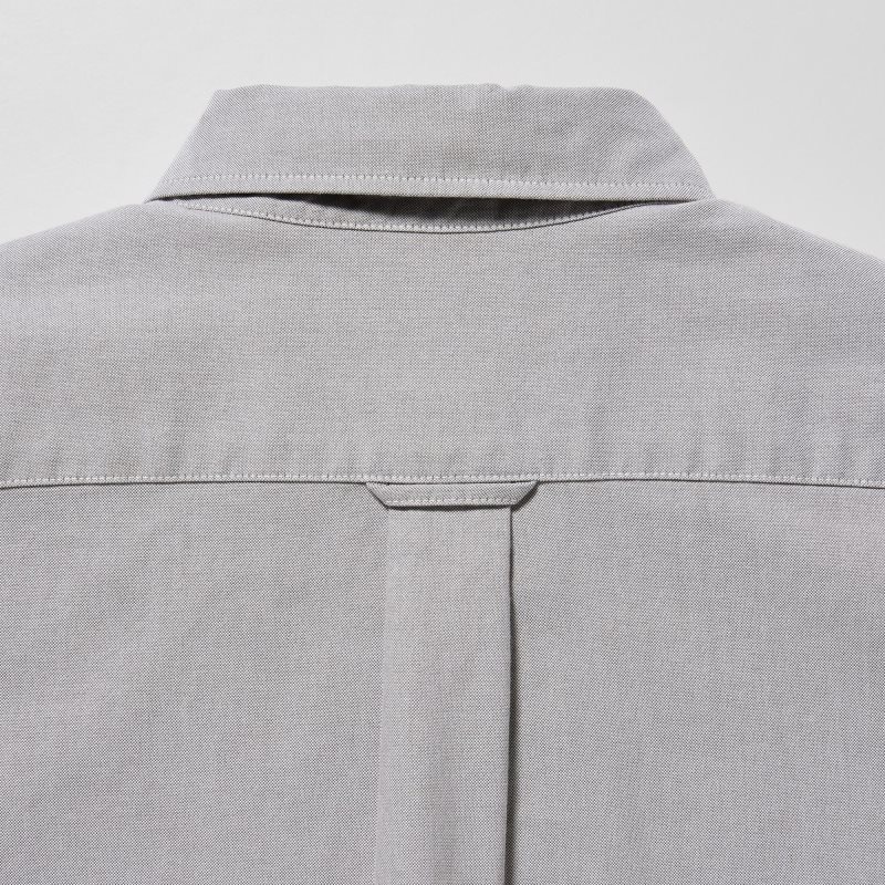 Grey Uniqlo Oxford Slim-fit Long-sleeve Men Shirts | 1226634