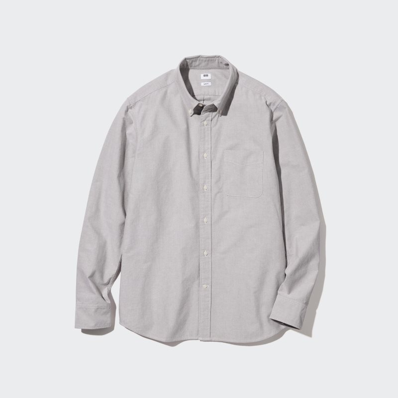 Grey Uniqlo Oxford Slim-fit Long-sleeve Men Shirts | 4672354