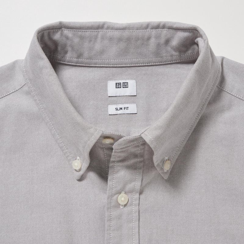 Grey Uniqlo Oxford Slim-fit Long-sleeve Men Shirts | 4672354