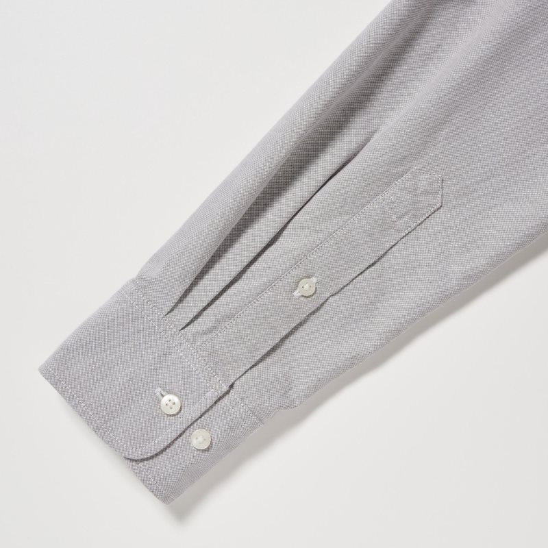 Grey Uniqlo Oxford Slim-fit Long-sleeve Men Shirts | 4672354