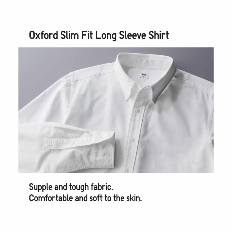Grey Uniqlo Oxford Striped Slim Fit Long-sleeve Men Shirts | 2515419