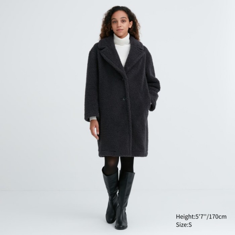 Grey Uniqlo Pile-Lined Women Coats | 5193722