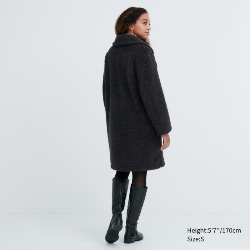 Grey Uniqlo Pile-Lined Women Coats | 5193722