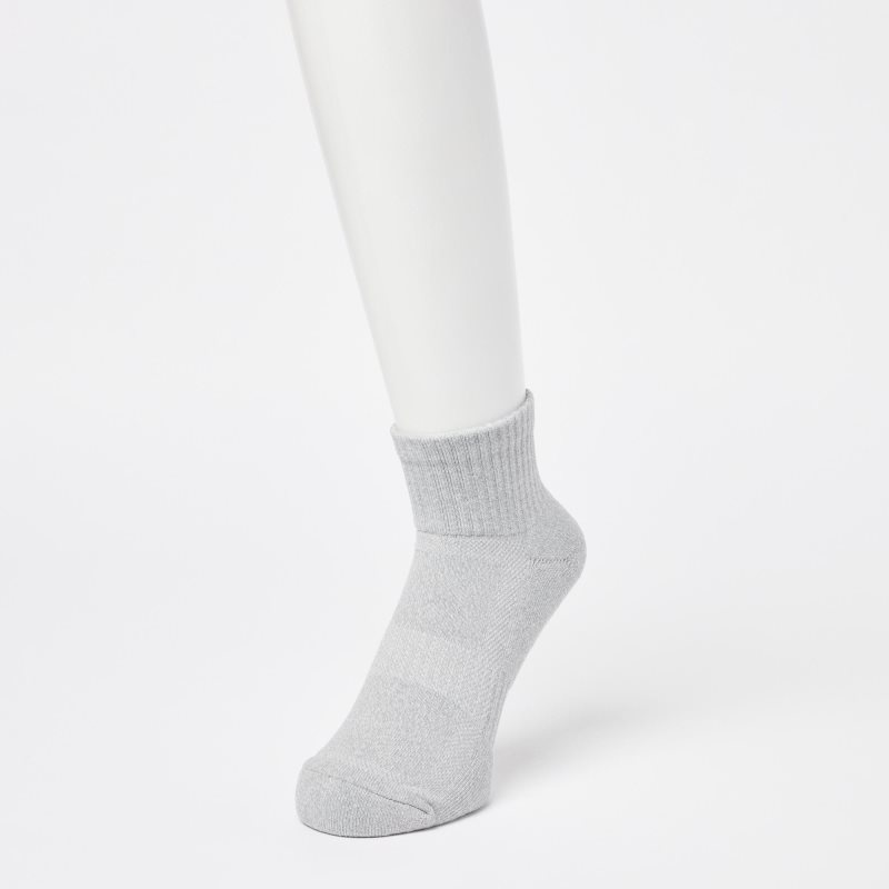 Grey Uniqlo Pile Half Men Socks | 9696124