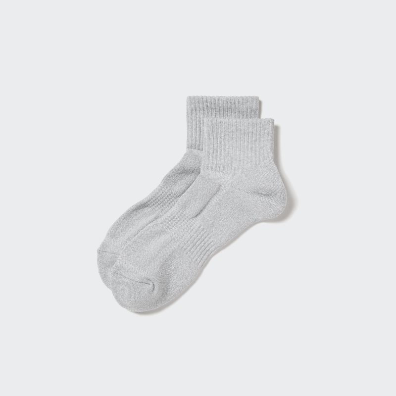 Grey Uniqlo Pile Half Men Socks | 9696124