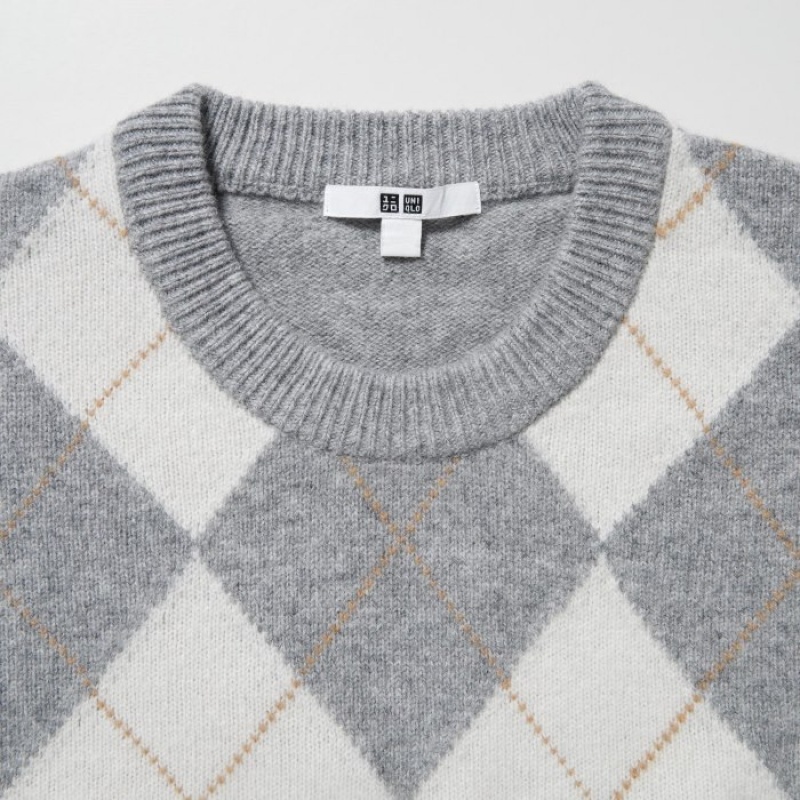 Grey Uniqlo Premium Lambswool Long-Sleeve Crew Neck Women Sweaters | 8258195