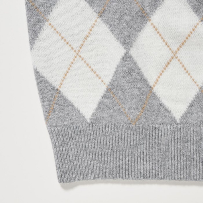 Grey Uniqlo Premium Lambswool Long-Sleeve Crew Neck Women Sweaters | 8258195