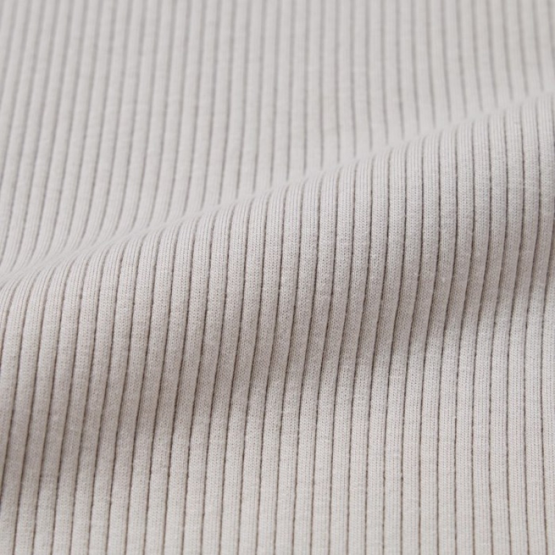Grey Uniqlo Ribbed High Neck Long-Sleeve Women T Shirts | 6261956