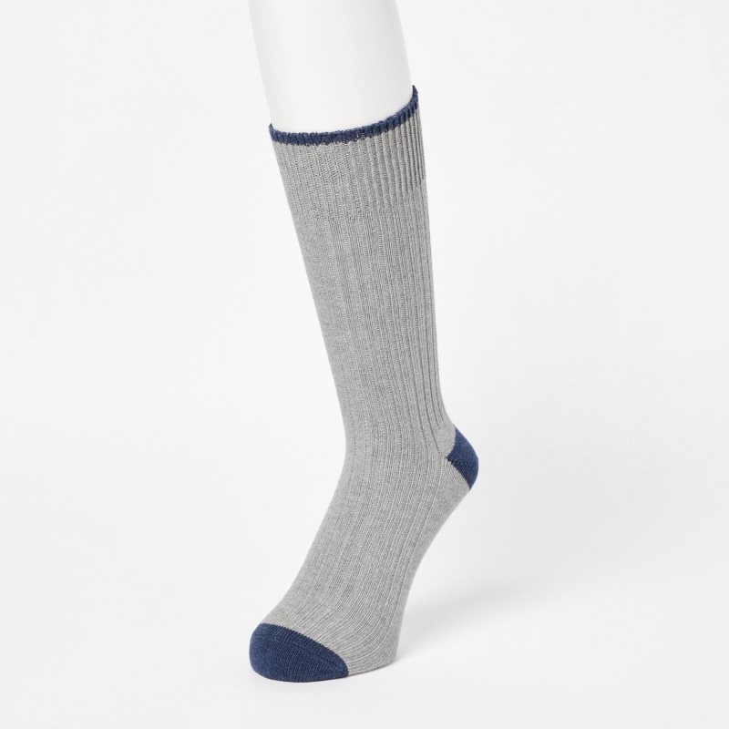 Grey Uniqlo Ribbed Men Socks | 1718524