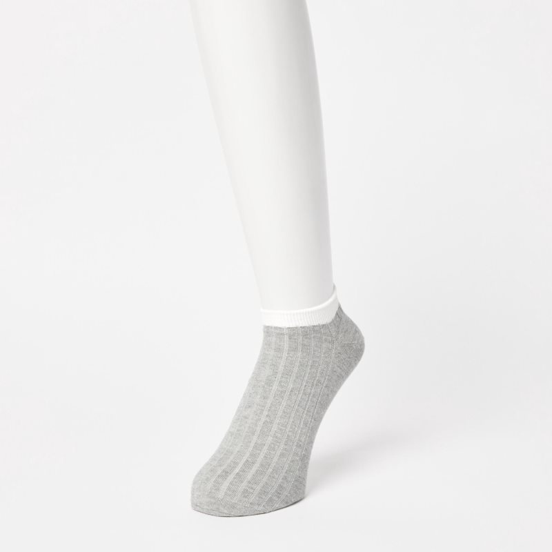 Grey Uniqlo Ribbed Short Men Socks | 7213555