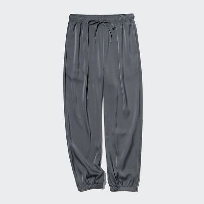 Grey Uniqlo Satin Drape Women Joggers | 7980687