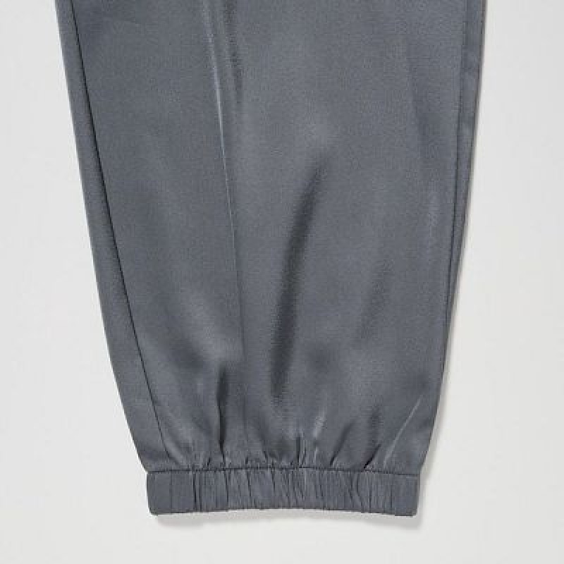 Grey Uniqlo Satin Drape Women Joggers | 7980687
