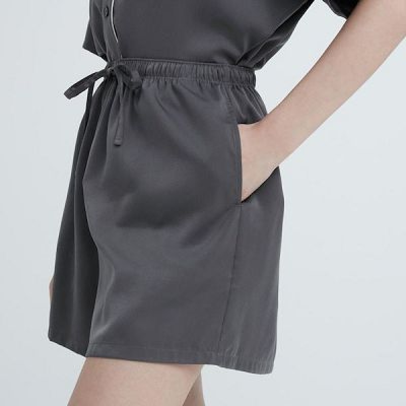 Grey Uniqlo Satin Short-Sleeves Women Pajamas | 1822526