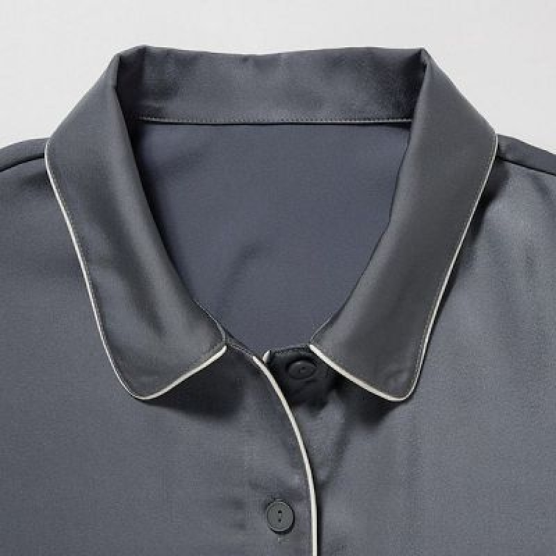 Grey Uniqlo Satin Short-Sleeves Women Pajamas | 1822526