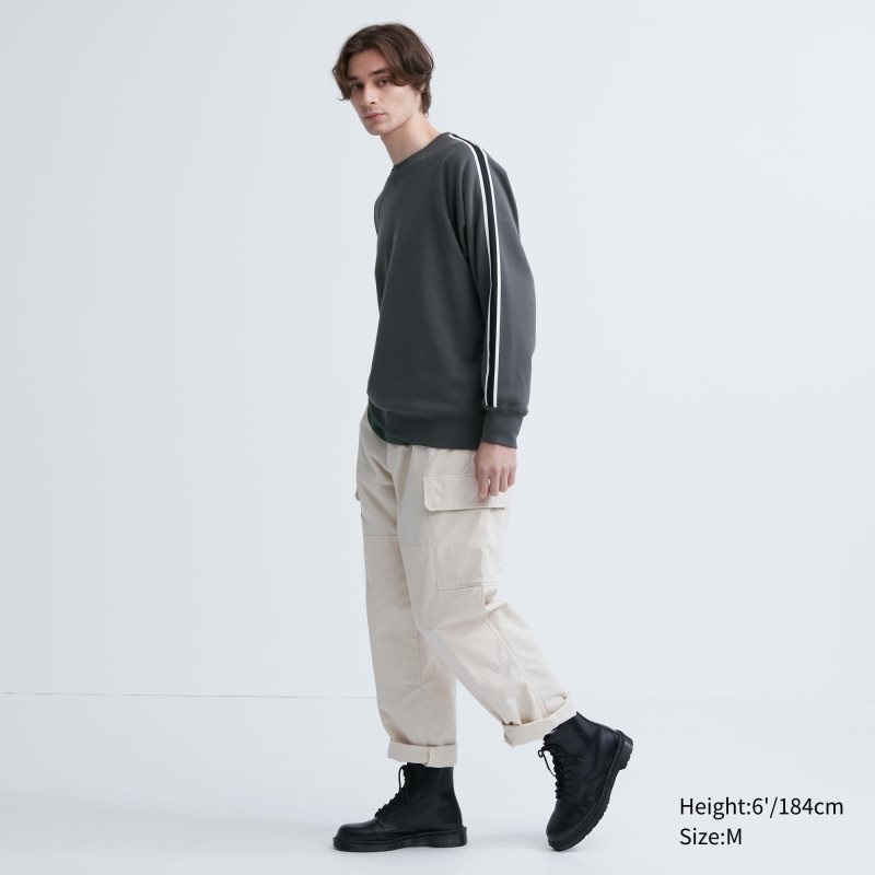 Grey Uniqlo Side-stripe Men Sweatshirts | 1266270