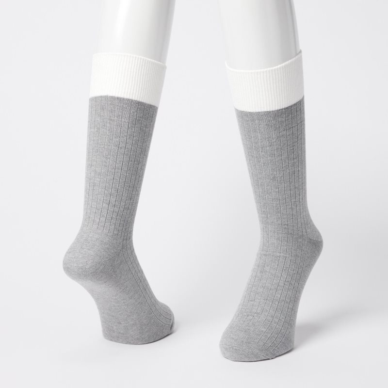 Grey Uniqlo Silket Ribbed Men Socks | 5357756