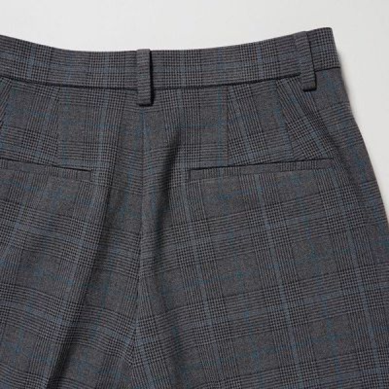 Grey Uniqlo Smart Ankle (2-Way Stretch Glen Check) Women Pants | 2788496