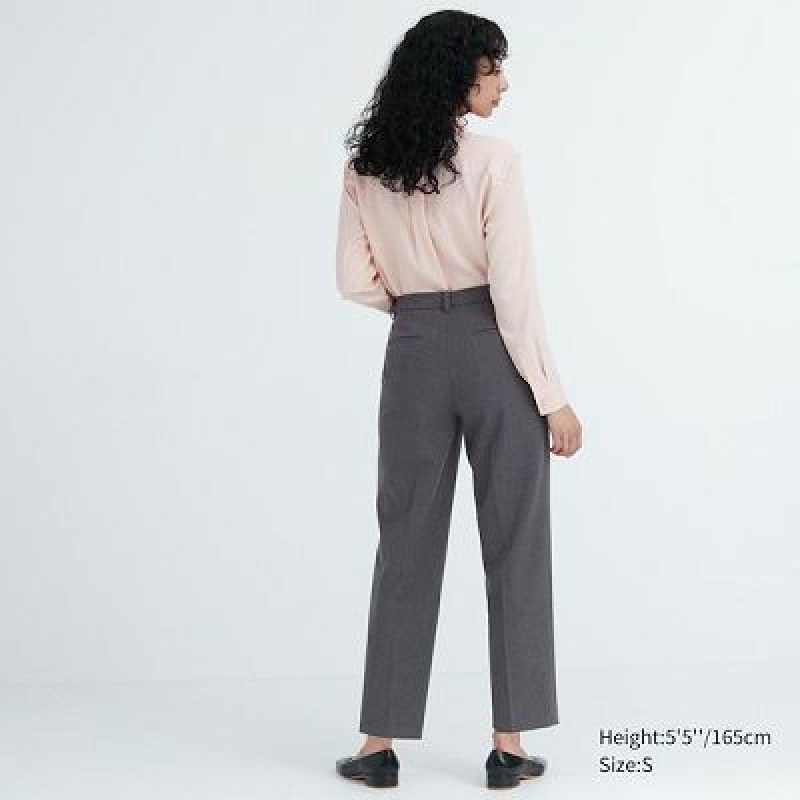 Grey Uniqlo Smart Ankle (2-Way Stretch) Women Pants | 7639509