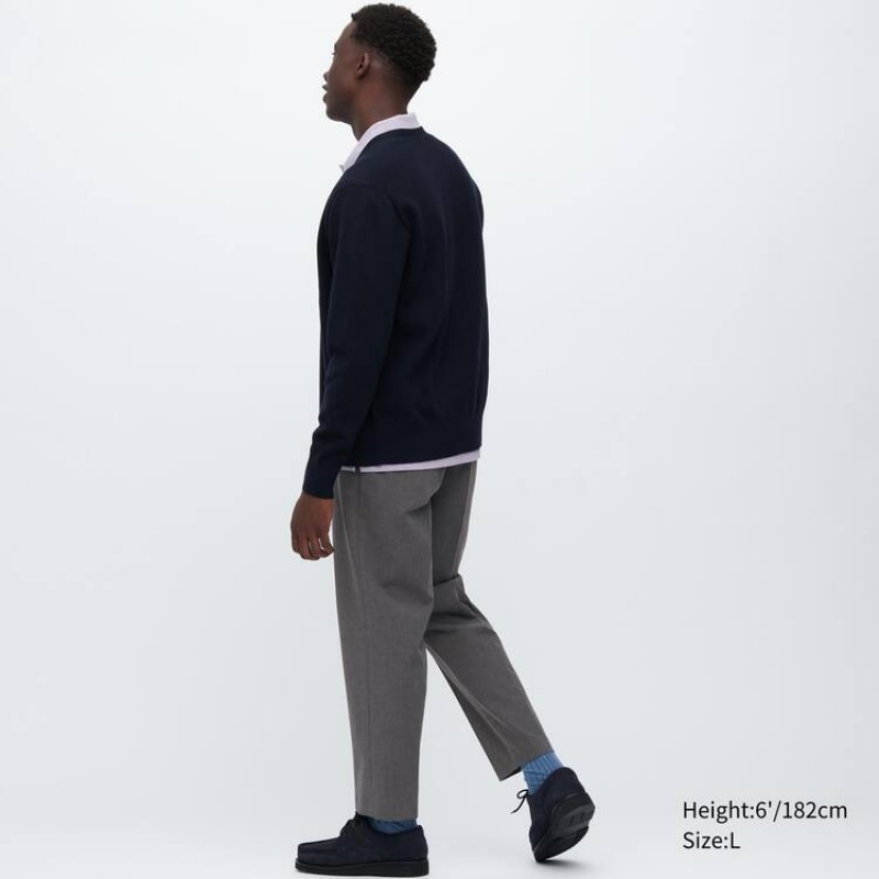 Grey Uniqlo Smart Ankle Length Men Pants | 3033732
