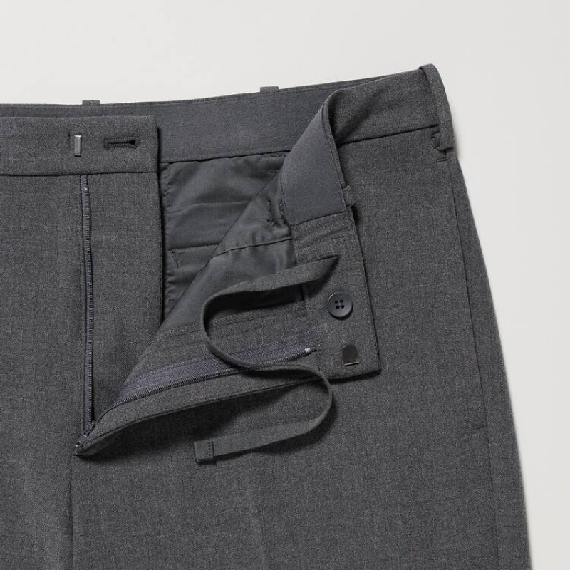Grey Uniqlo Smart Ankle Length Men Pants | 3033732