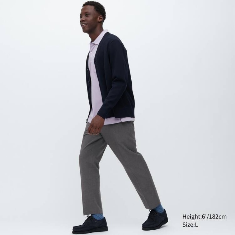 Grey Uniqlo Smart Ankle Length Men Pants | 3033732