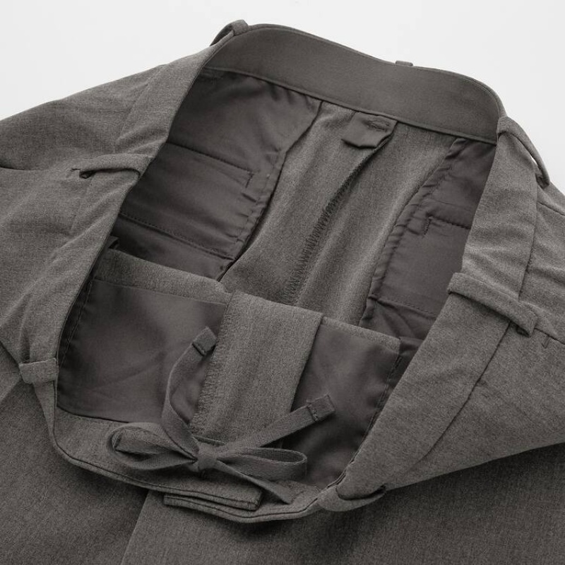 Grey Uniqlo Smart Comfort Ankle Length Men Pants | 9916739