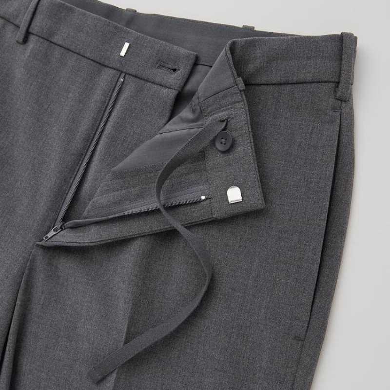 Grey Uniqlo Smart Comfort Ankle Length Men Pants | 1736214