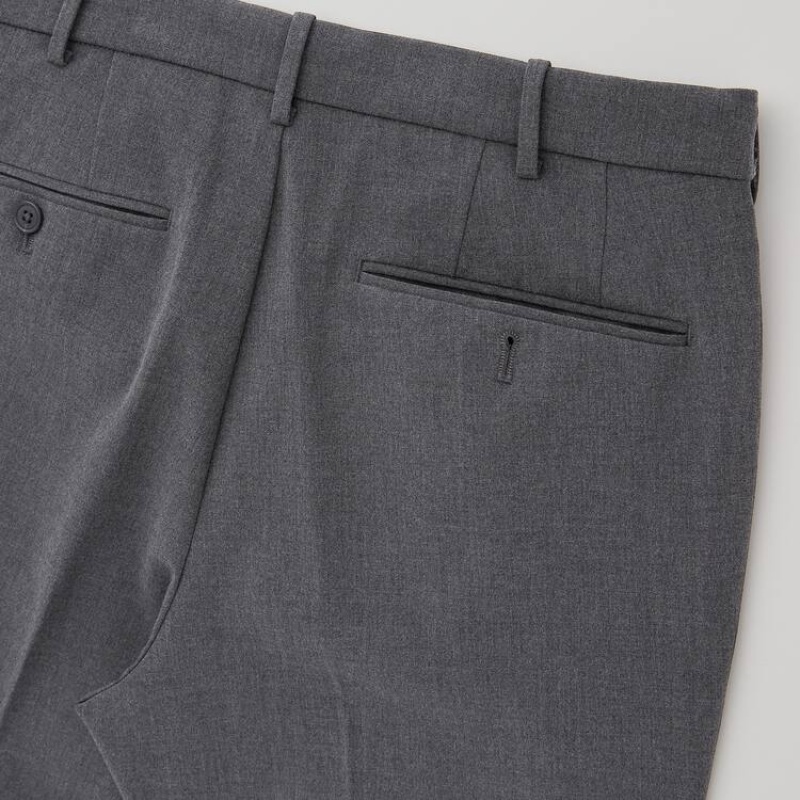 Grey Uniqlo Smart Comfort Ankle Length Men Pants | 1736214