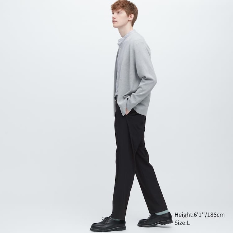 Grey Uniqlo Smart Wool-like Ankle Length Men Pants | 6416901