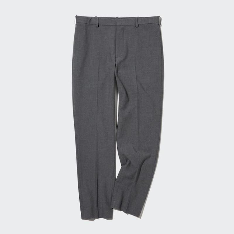 Grey Uniqlo Smart Wool-like Ankle Length Men Pants | 6416901