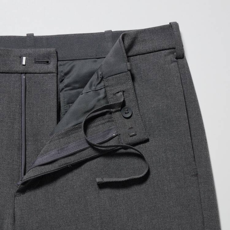 Grey Uniqlo Smart Wool-like Ankle Length Men Pants | 6416901