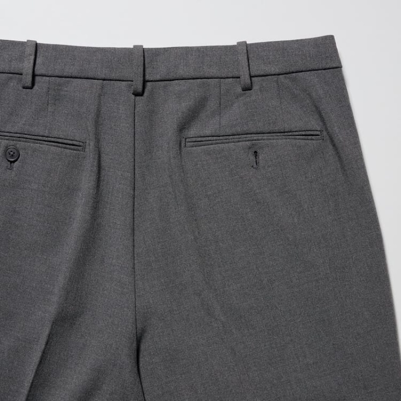 Grey Uniqlo Smart Wool-like Ankle Length Men Pants | 6416901