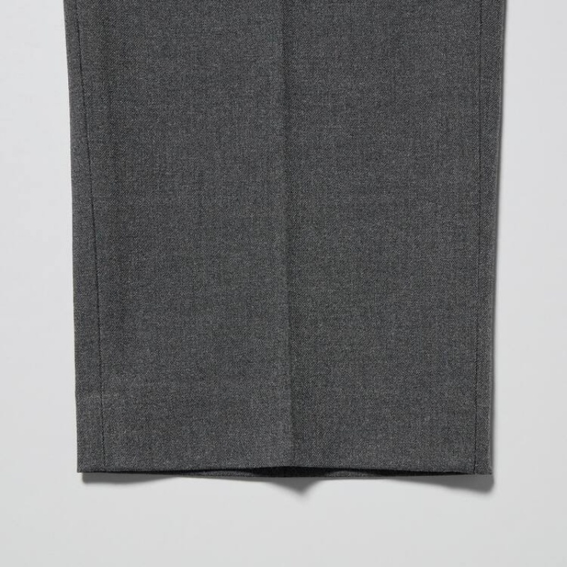 Grey Uniqlo Smart Wool-like Ankle Length Men Pants | 6416901
