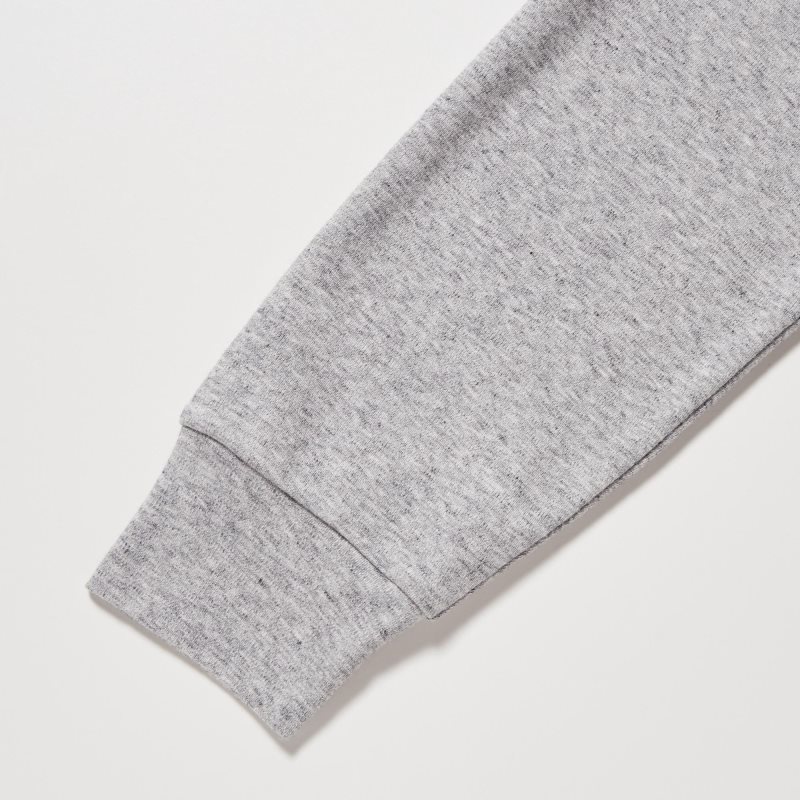 Grey Uniqlo Soft Brushed Crew Neck Long-sleeve Men T Shirts | 4574543