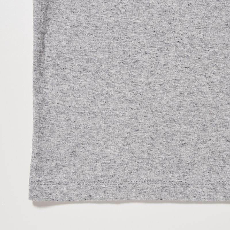 Grey Uniqlo Soft Brushed Crew Neck Long-sleeve Men T Shirts | 4574543