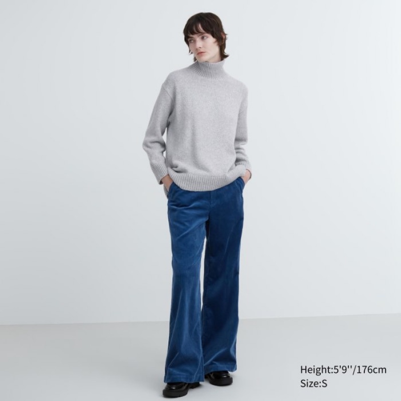 Grey Uniqlo Soft Knit High Neck Long-Sleeve Women Sweaters | 3816964