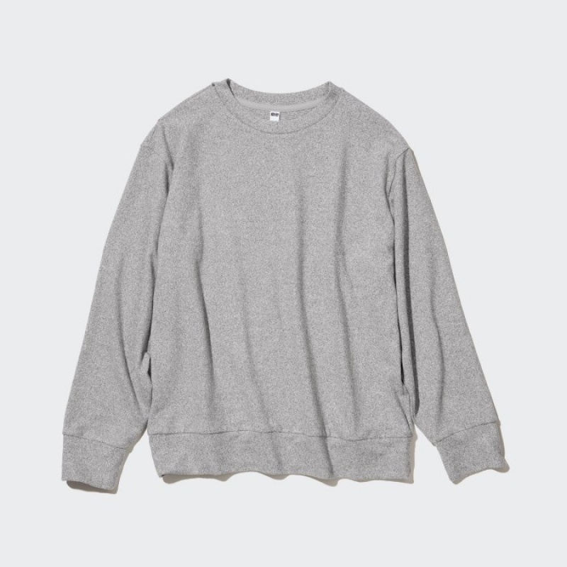 Grey Uniqlo Soft Knitted Fleece Crew Neck Long-Sleeve Women T Shirts | 367466