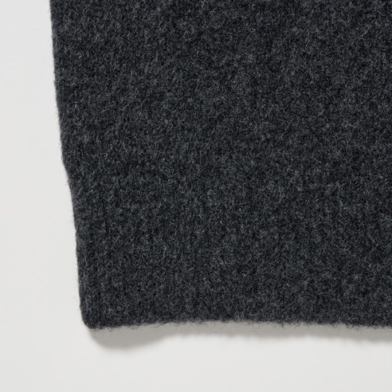 Grey Uniqlo Souffle Yarn Half-Zip Long-Sleeve Women Sweaters | 8887116