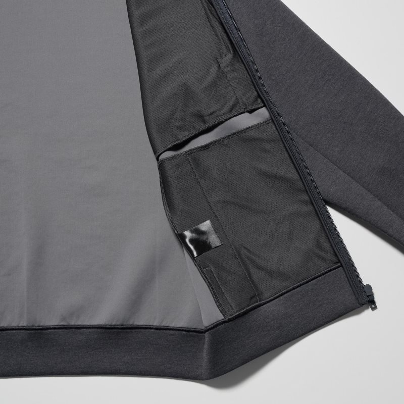 Grey Uniqlo Stretch Dry Sweat Long-sleeve Full-zip Men Hoodie | 5054723