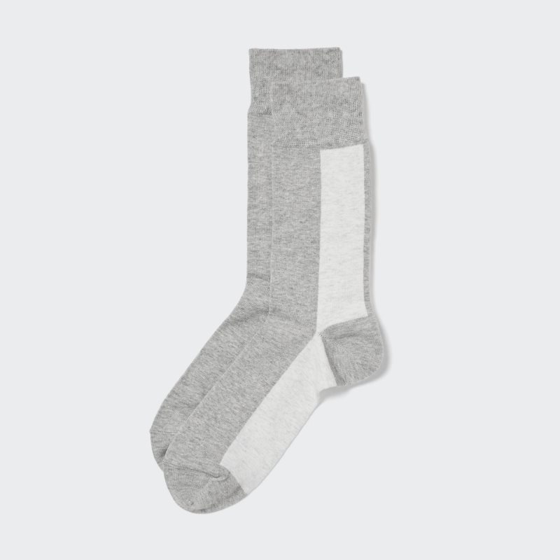 Grey Uniqlo Striped Men Socks | 1964524