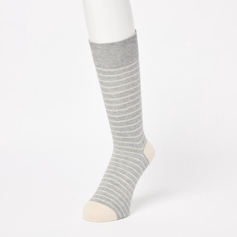 Grey Uniqlo Striped Men Socks | 4349721
