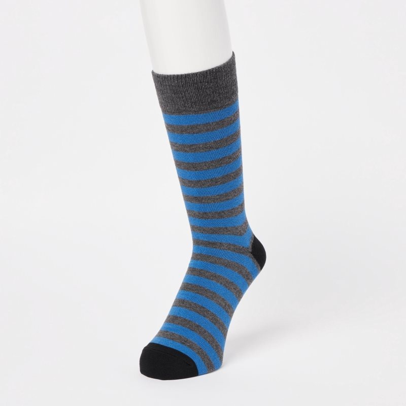 Grey Uniqlo Striped Men Socks | 481044