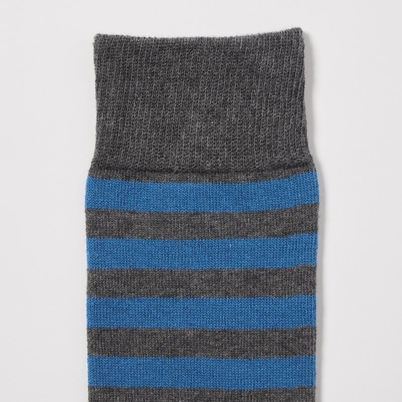 Grey Uniqlo Striped Men Socks | 481044