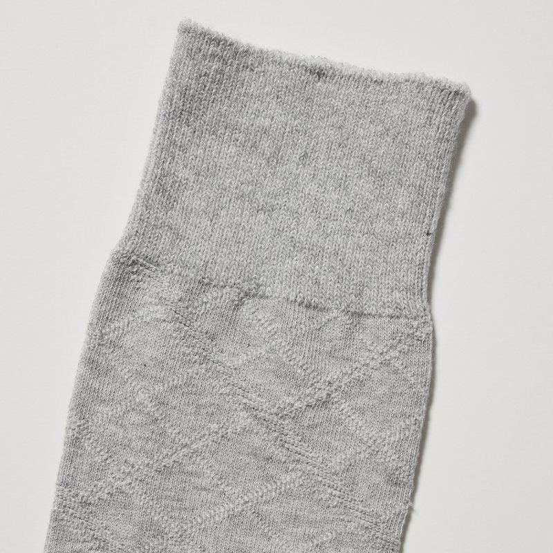 Grey Uniqlo Supima Cotton Links Checked Men Socks | 8659683
