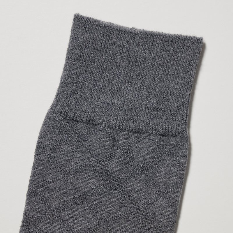 Grey Uniqlo Supima Cotton Links Checked Men Socks | 4920537