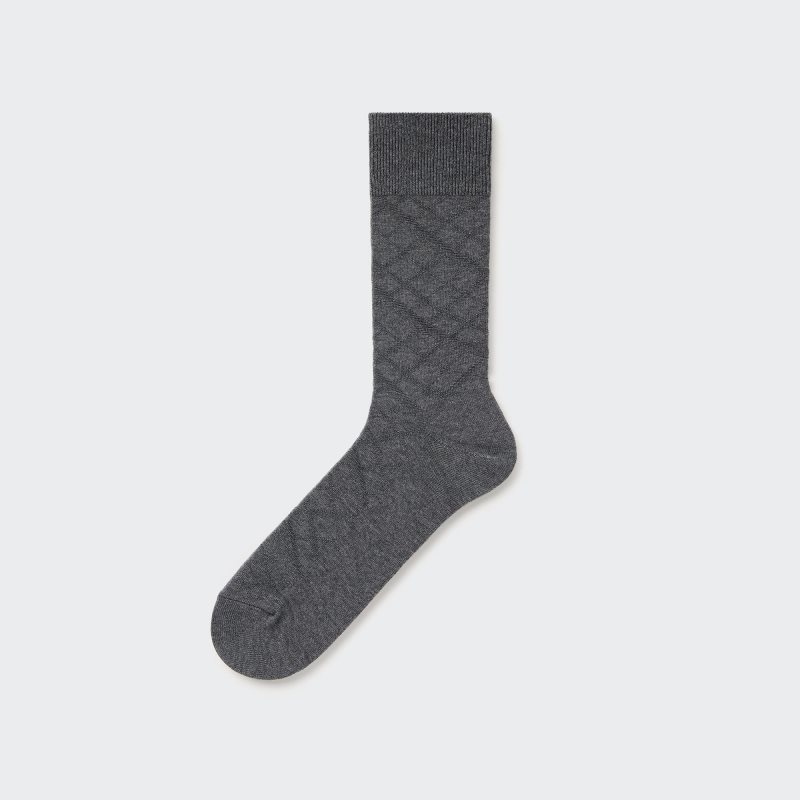 Grey Uniqlo Supima Cotton Links Checked Men Socks | 4920537