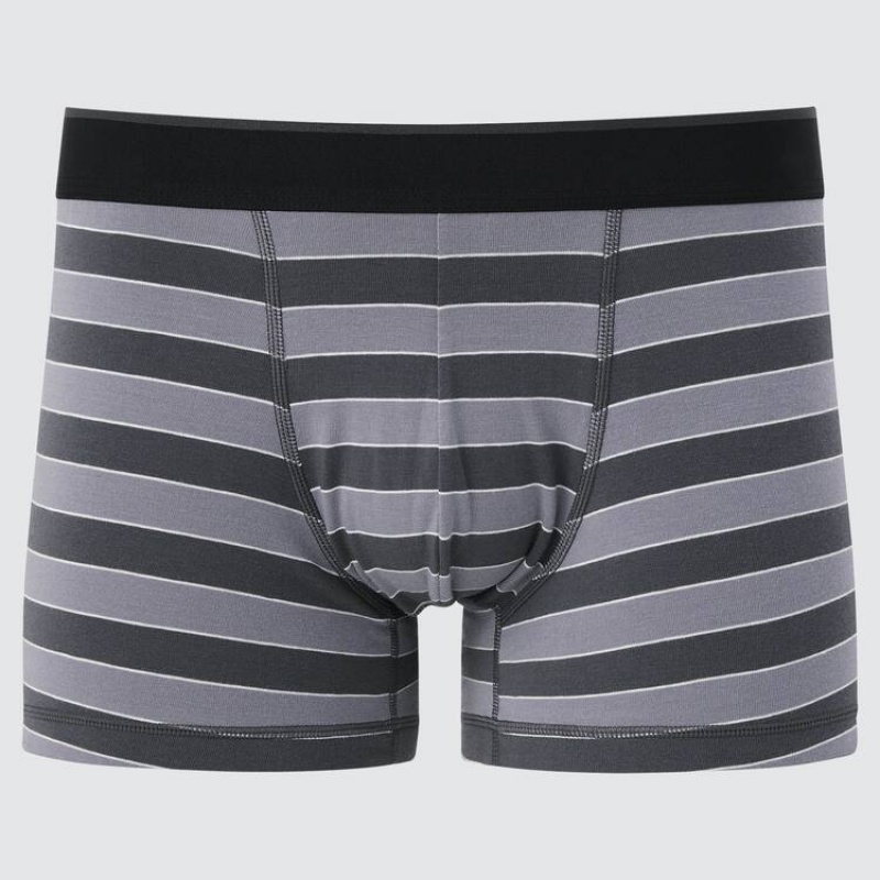 Grey Uniqlo Supima Cotton Low Rise Striped Boxer Men Underwear | 4911859