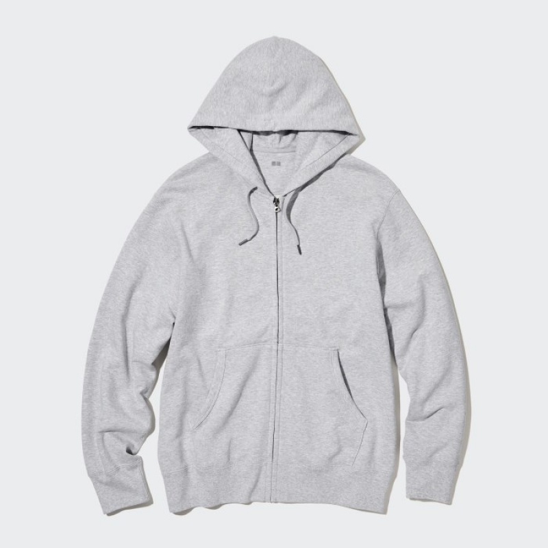 Grey Uniqlo Sweat Full-Zip Long-Sleeve Women Hoodie | 7889328