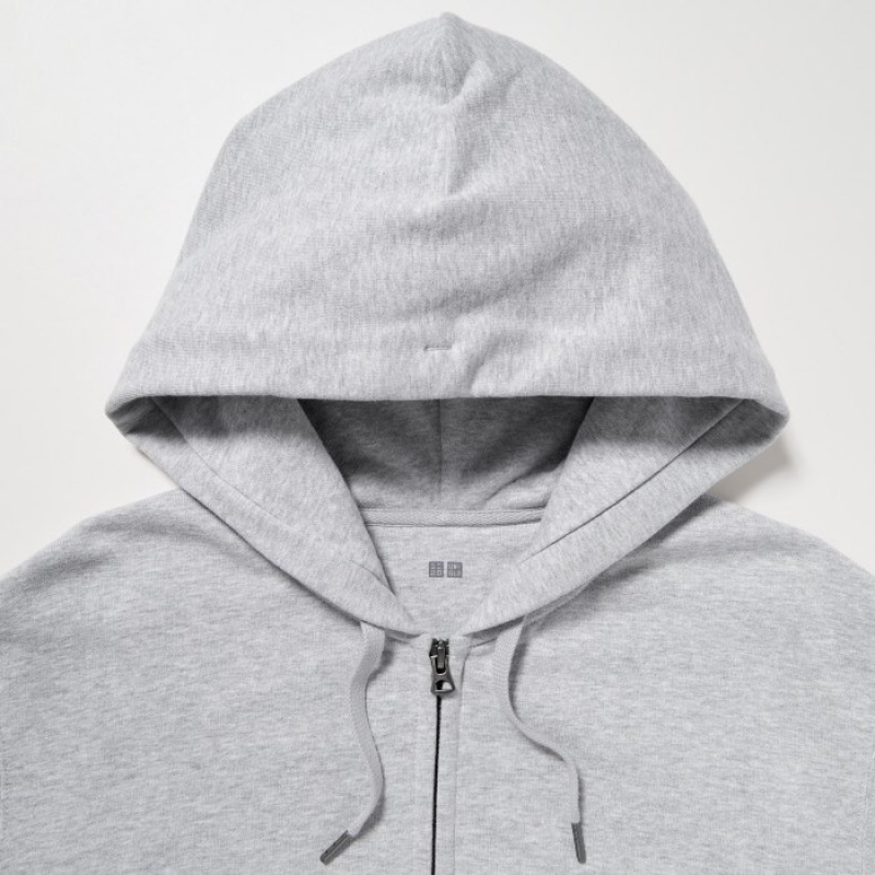 Grey Uniqlo Sweat Full-Zip Long-Sleeve Women Hoodie | 7889328