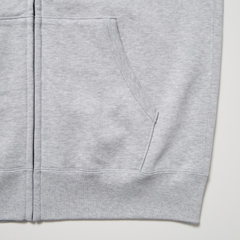 Grey Uniqlo Sweat Full-Zip Long-Sleeve Women Hoodie | 7889328